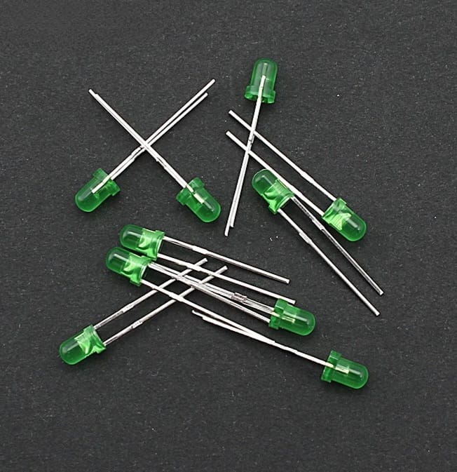 green colour indicator LED 3mm (10 PCS)