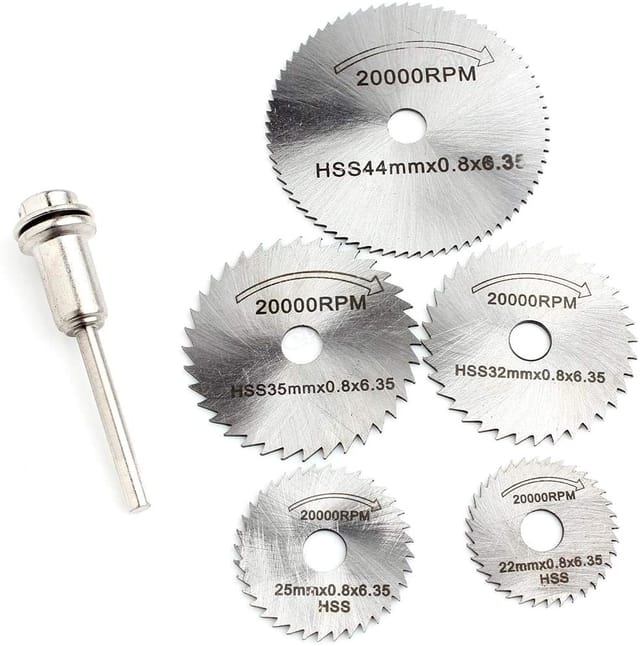 5pcs HSS Saw Blades + 1pc Extension Rod, Rotary Tool Set Circular Wood Cutting Saw Blade Discs_img_0