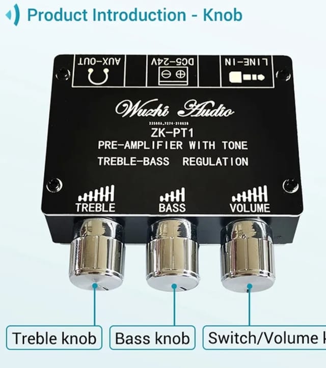 ZK-PT1 Bluetooth 5.0 Decoder Board Dual Channel Stereo Low Noise High and Low Tone Pre Amplifier Board_img_1