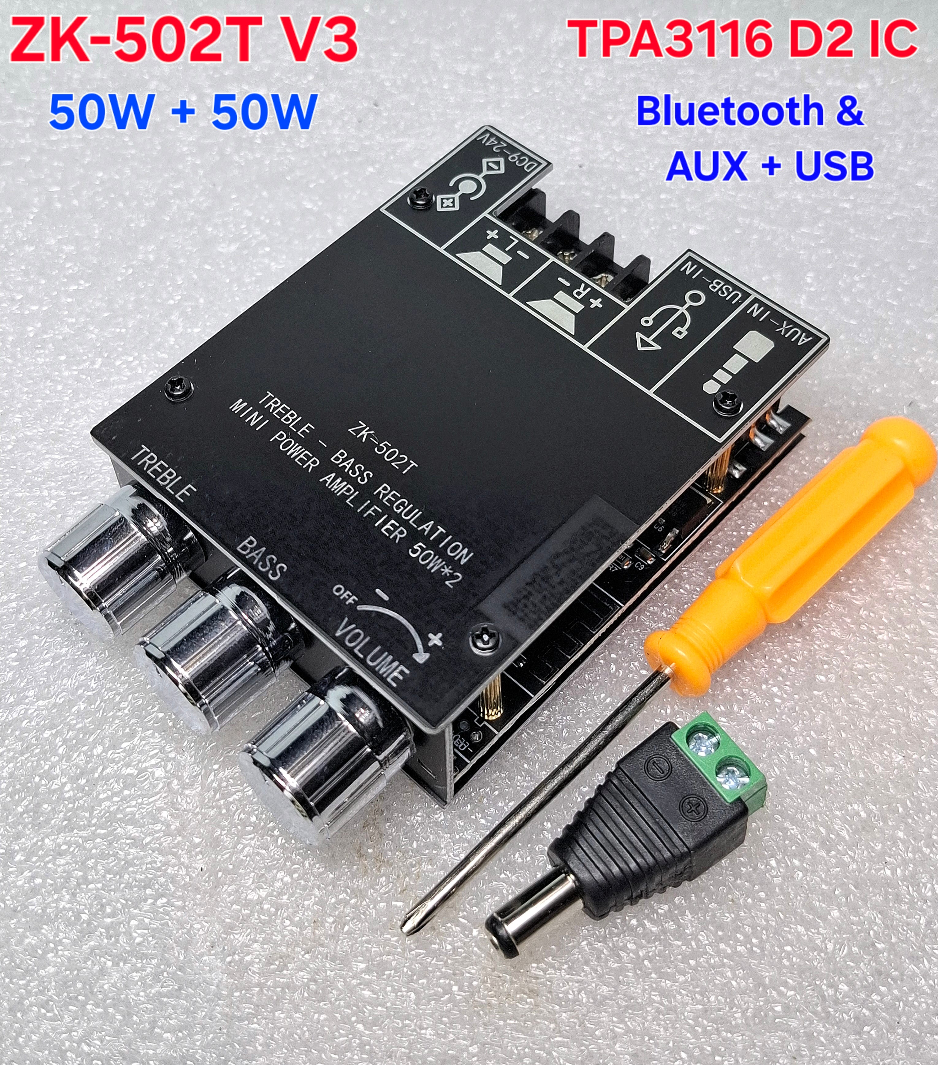 ZK-502T V3 50W + 50W Bluetooth Amplifier